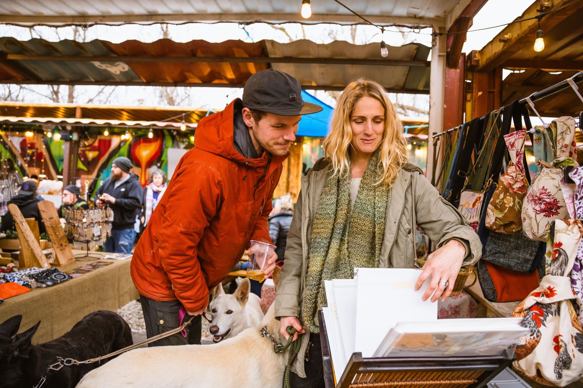 Shopping at the Hi-Wire Brewing Christmas market. Photo / Stephan Pruitt Shopping at the Hi-Wire Brewing Christmas market. Photo / Stephan Pruitt