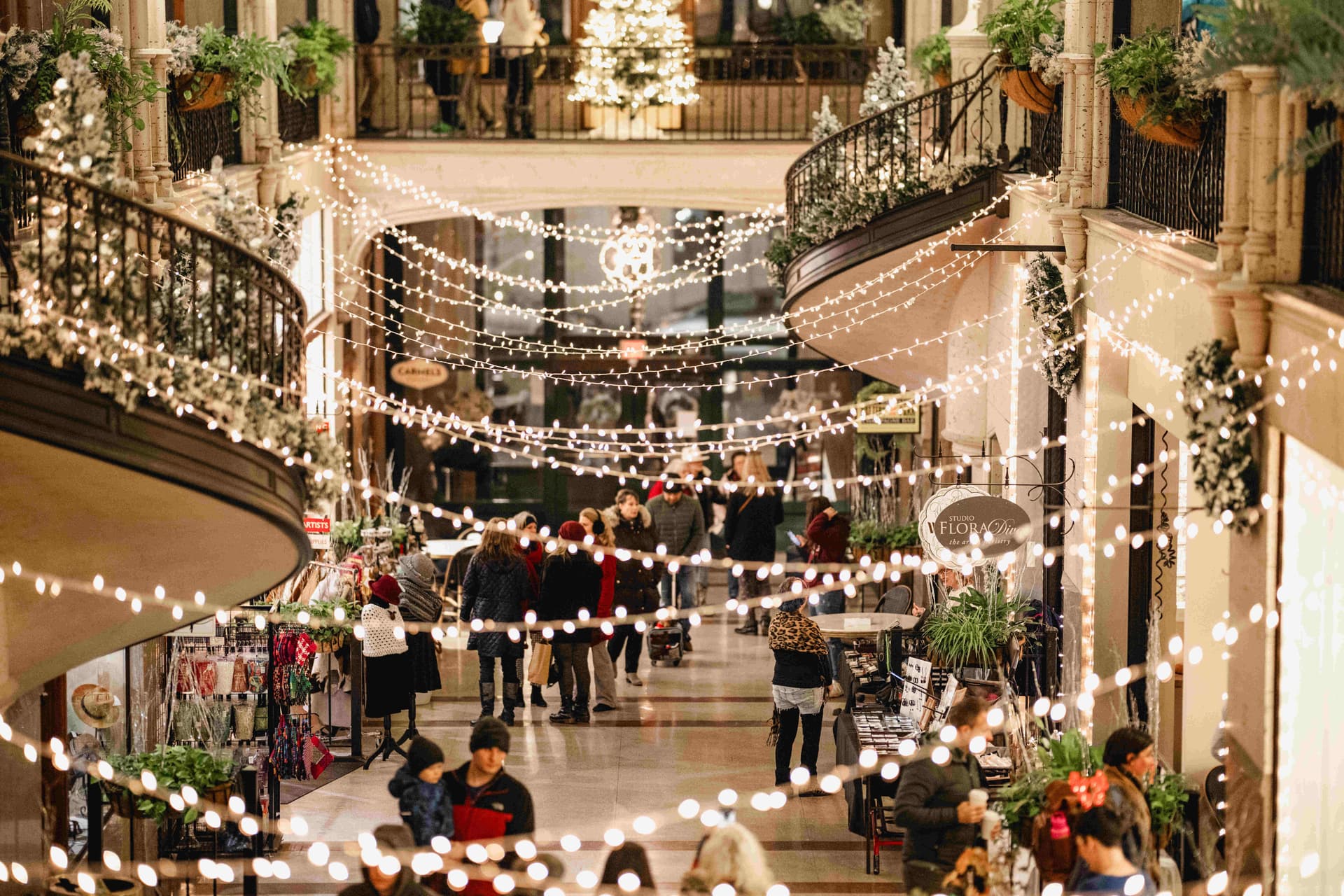 Holiday shopping inside the Grove Arcade